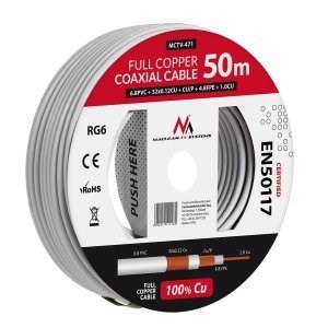 Kabel koncentryczny Maclean, Przewód antenowy satelitarny, RG6 1.02CU+4.8FPE+CU/P+32*0.12CU+6.8PVC, 50M, MCTV-471 Kabel koncentryczny Maclean, Przewód antenowy satelitarny, RG6 1.02CU+4.8FPE+CU/P+32*0.12CU+6.8PVC, 50M, MCTV-471