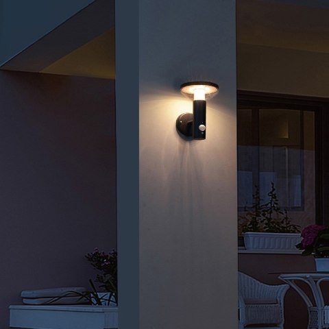 Kinkiet Maclean, Solarny LED z czujnikiem, 3 tryby świecenia, IP44, Bateria Li-ion 18650, 3,7V 1200 mAh, Czarny, MCE455 B Kinkiet Maclean, Solarny LED z czujnikiem, 3 tryby świecenia, IP44, Bateria Li-ion 18650, 3,7V 1200 mAh, Czarny, MCE455 B