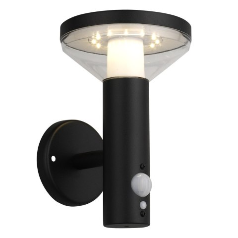 Kinkiet Maclean, Solarny LED z czujnikiem, 3 tryby świecenia, IP44, Bateria Li-ion 18650, 3,7V 1200 mAh, Czarny, MCE455 B Kinkiet Maclean, Solarny LED z czujnikiem, 3 tryby świecenia, IP44, Bateria Li-ion 18650, 3,7V 1200 mAh, Czarny, MCE455 B