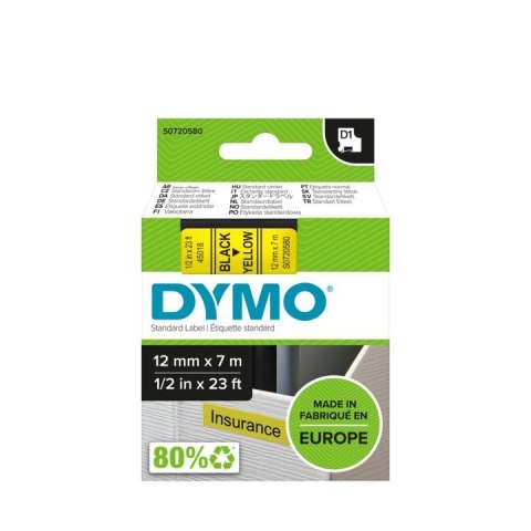 D1-TAPE 12MM X 7M/BLACK ON YELLOW D1-TAPE 12MM X 7M/BLACK ON YELLOW