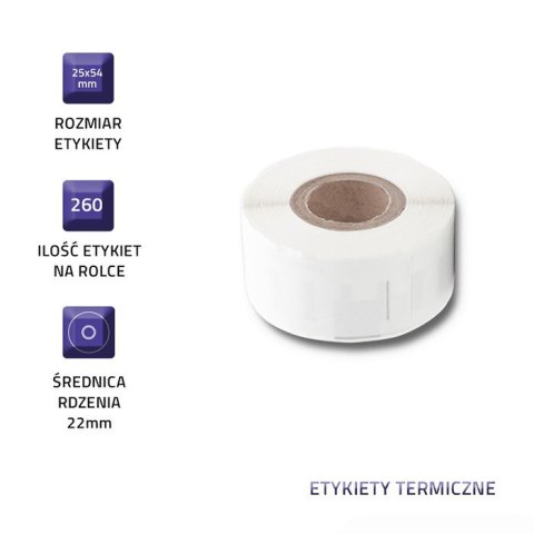 Qoltec Etykiety do DYMO LW-1152 | S0722520 | 25 x 54 mm| 260 sztuk Qoltec Etykiety do DYMO LW-1152 | S0722520 | 25 x 54 mm| 260 sztuk