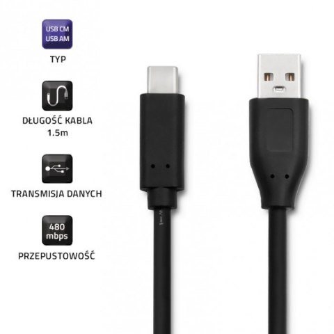 Qoltec Kabel USB 3.1 typ C męski | USB 2.0 A męski | 1.5m Qoltec Kabel USB 3.1 typ C męski | USB 2.0 A męski | 1.5m