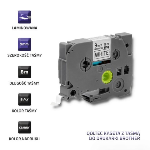 Qoltec Taśma do BROTHER TZe-221 | 9mm x 8m | Biała/ Czarny nadruk Qoltec Taśma do BROTHER TZe-221 | 9mm x 8m | Biała/ Czarny nadruk