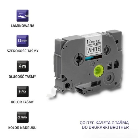 Qoltec Taśma do BROTHER TZe-231 | 12mm x 4m | Biała/ Czarny nadruk Qoltec Taśma do BROTHER TZe-231 | 12mm x 4m | Biała/ Czarny nadruk