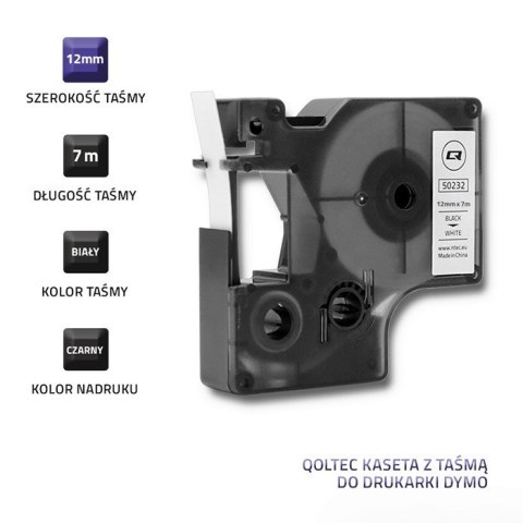 Qoltec Taśma do DYMO D1 45013| 12mm x 7m | Biała/ Czarny nadruk Qoltec Taśma do DYMO D1 45013| 12mm x 7m | Biała/ Czarny nadruk