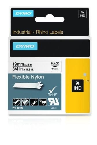 RHINO TAPE NYLON 19MM/3.5M/BLACK ON WHITE RHINO TAPE NYLON 19MM/3.5M/BLACK ON WHITE