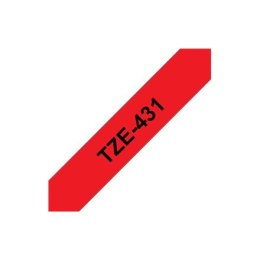 TZE-431 LAMINATED TAPE 12MM 8M/BLACK ON RED