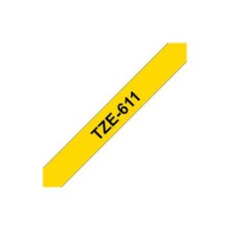 TZE-611 LAMINATED TAPE 6MM 8M/BLACK ON YELLOW