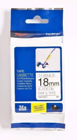 TZE-FX241 FLEXI-TAPE LAM. 18MM/8M BLACK ON WHITE