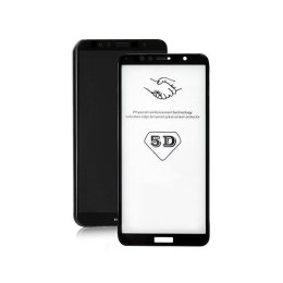 Qoltec Hartowane szkło ochronne PREMIUM do Huawei Y6 2018 | CZARNE | 5D