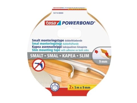 TESA TAŚMA DWUSTRONNA POWERBOND 2szt. 5m x 9mm WĄSKA TESA TAŚMA DWUSTRONNA POWERBOND 2szt. 5m x 9mm WĄSKA