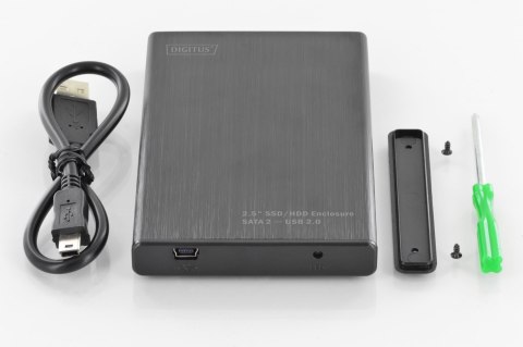 Obudowa USB 2.0 na dysk SSD/HDD 2.5" SATA II9.5/7.5mm, aluminiowa Obudowa USB 2.0 na dysk SSD/HDD 2.5" SATA II9.5/7.5mm, aluminiowa