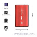 Obudowa zewnętrzna Qoltec do dysków HDD/SSD 2.5" SATA3/USB 3.0 (czerwona)
