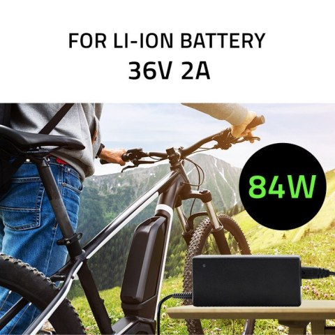 Qoltec Ładowarka do baterii roweru elektrycznego 36V | 42V | 2A | 5.5*2.1 Qoltec Ładowarka do baterii roweru elektrycznego 36V | 42V | 2A | 5.5*2.1