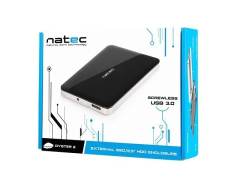 Zewnętrzna obudowa dysku Natec Oyster 2 Slim SATA 2.5cala USB 3.0 Czarny Zewnętrzna obudowa dysku Natec Oyster 2 Slim SATA 2.5cala USB 3.0 Czarny