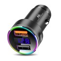 Ładowarka samochodowa Maclean, z wyświetlaczem, aluminiowa, voltomierz, USB 1x QC 3.0, USB 1x 5V/2.4A, RGB LED, MCE375