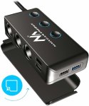 Rozdzielacz gniazda zapalniczki samochodowej Maclean, woltomierz, 3 gniazda zapalniczki, 1xQC 3.0, 3xUSB, 6.8A, 1xPD 18W, max 12