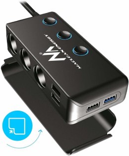 Rozdzielacz gniazda zapalniczki samochodowej Maclean, woltomierz, 3 gniazda zapalniczki, 1xQC 3.0, 3xUSB, 6.8A, 1xPD 18W, max 12