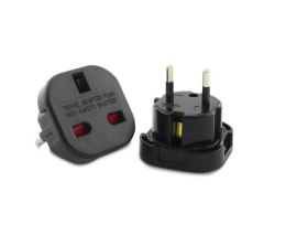 Adapter gniazdo UK Maclean, na wtyk EU, czarny, MCE72