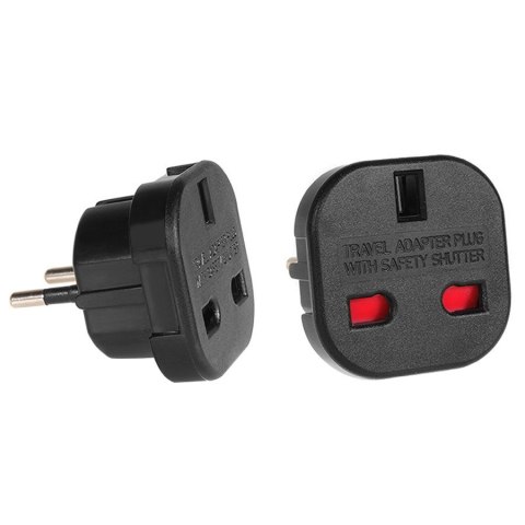 Adapter gniazdo UK Maclean, na wtyk EU, czarny, MCE72 Adapter gniazdo UK Maclean, na wtyk EU, czarny, MCE72