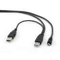 KABEL USB2 DUAL AM-MINI 0.9M BLACK CCP-USB22-AM5P-3 GEMBIRD