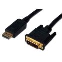 Kabel DP/DVI-D (24+1) M/M z zatrzaskiem czarny 2m Displayport 1080p 60Hz FHD