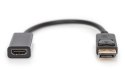 Kabel DP/HDMI A M/Ż z zatrzaskiem czarny 0,15m Displayport 1080p 60Hz FHD