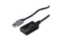 Przedłużacz USB 2.0 HighSpeedUSB A/USB A M/Ż aktywny, czarny 5m