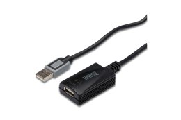Przedłużacz USB 2.0 HighSpeedUSB A/USB A M/Ż aktywny, czarny 5m