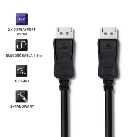 Qoltec DisplayPort v1.1 męski | DisplayPort v1.1 męski | 4K | 1.5m Qoltec DisplayPort v1.1 męski | DisplayPort v1.1 męski | 4K | 1.5m