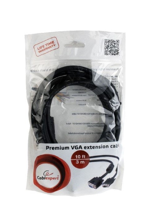 Kabel przedłużacz VGA F/M Gembird CC-PPVGAX-10-B (3 m) Kabel przedłużacz VGA F/M Gembird CC-PPVGAX-10-B (3 m)