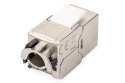 Moduł (gniazdo) keystone RJ45 (8P8C) kat.6A, STP,ekranowany, beznarzędziowy, stalowy, opaska czarna