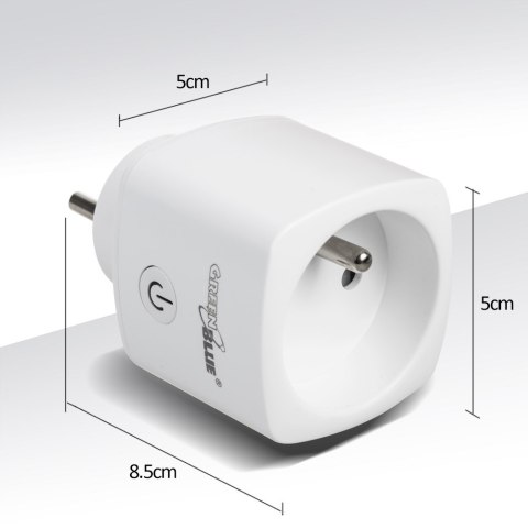 Zdalnie sterowane gniazdko WiFi GreenBlue, Android/iOS/Alexa/Google Home, zuż. energii, timer, max 3680W, typ E, GB720 E Zdalnie sterowane gniazdko WiFi GreenBlue, Android/iOS/Alexa/Google Home, zuż. energii, timer, max 3680W, typ E, GB720 E