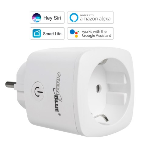 Zdalnie sterowane gniazdko WiFi GreenBlue, Android/iOS/Alexa/Google Home, zuż. energii, timer, max 3680W, typ F, GB720 F Zdalnie sterowane gniazdko WiFi GreenBlue, Android/iOS/Alexa/Google Home, zuż. energii, timer, max 3680W, typ F, GB720 F