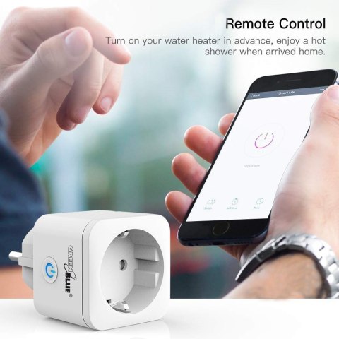 Zdalnie sterowane gniazdko WiFi GreenBlue, Android/iOS/Alexa/Google Home, zuż. energii, timer, max 3680W, typ F, GB720 F Zdalnie sterowane gniazdko WiFi GreenBlue, Android/iOS/Alexa/Google Home, zuż. energii, timer, max 3680W, typ F, GB720 F