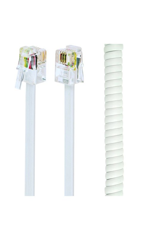 Kabel telefoniczny RJ10 4P4C spiralny 2m (biały) Gembird Kabel telefoniczny RJ10 4P4C spiralny 2m (biały) Gembird