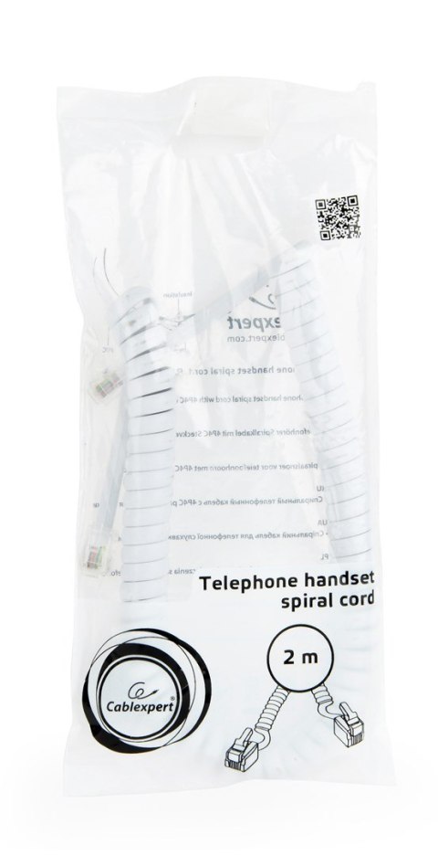 Kabel telefoniczny RJ10 4P4C spiralny 2m (biały) Gembird Kabel telefoniczny RJ10 4P4C spiralny 2m (biały) Gembird