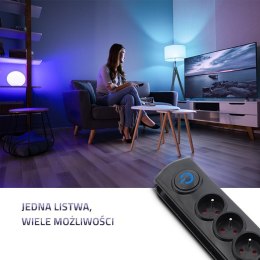 Qoltec Listwa zasilająca antyprzepięciowa | 4 gniazda | 2.5m | Czarna