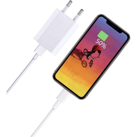 Sieciowa Ładowarka 100-240V - USB 5V 1A Slim Biała Sieciowa Ładowarka 100-240V - USB 5V 1A Slim Biała