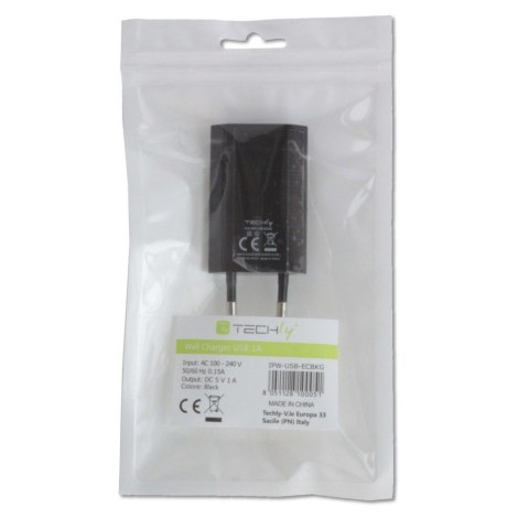 Sieciowa Ładowarka 100-240V - USB 5V 1A Slim Czarna Sieciowa Ładowarka 100-240V - USB 5V 1A Slim Czarna