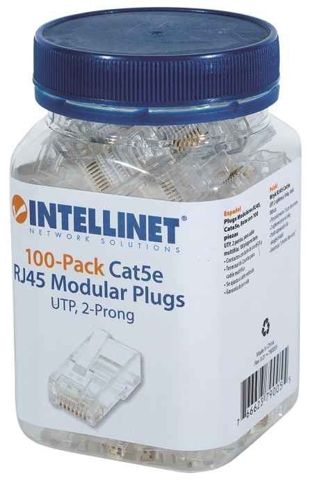 Wtyk RJ45 UTP kat.5e 8P8C 2-ząbkowy (100 szt.) Intellinet Wtyk RJ45 UTP kat.5e 8P8C 2-ząbkowy (100 szt.) Intellinet