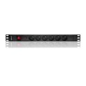 Qoltec Listwa zasilająca PDU antyprzeciążeniowa do RACK 19" | 1U | 16A | 6xFRENCH | 2m