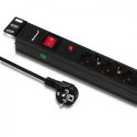 Qoltec Listwa zasilająca PDU antyprzeciążeniowa do RACK 19" | 1U | 16A | 6xSCHUKO | 2m