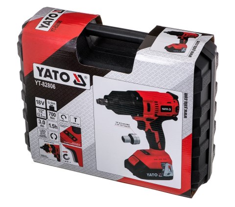 YATO KLUCZ UDAROWY BEZSZCZOTKOWY 18V LI-ION 1/2" 1x3,0Ah 700Nm YATO KLUCZ UDAROWY BEZSZCZOTKOWY 18V LI-ION 1/2" 1x3,0Ah 700Nm