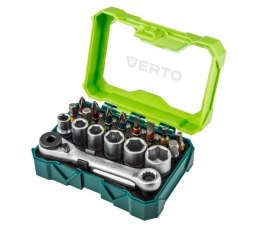 Zestaw bitów i nasadek 24 szt., 25 mm - 2 x PH, 2 x PZ, 2 x SL, 4 x HEX, 5 x TX, nasadki 6 szt.