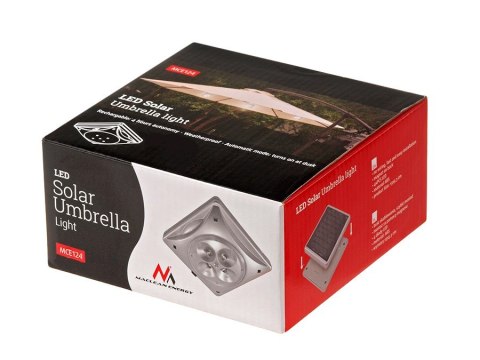 Lampa 4LED Maclean, Solarna, Oświetlenie parasola, MCE124 Lampa 4LED Maclean, Solarna, Oświetlenie parasola, MCE124