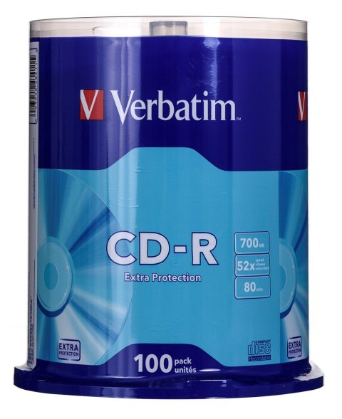 Płyta CD Verbatim 43411 (700MB; 52x; 100szt.; Cake) Płyta CD Verbatim 43411 (700MB; 52x; 100szt.; Cake)
