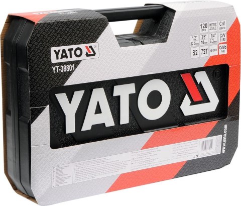 YATO ZESTAW KLUCZY 1/4" , 3/8" , 1/2" 120 elem. XL 38801 YATO ZESTAW KLUCZY 1/4" , 3/8" , 1/2" 120 elem. XL 38801