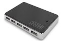 HUB 10-portowy USB 2.0 HighSpeedaktywny, czarno-srebrny