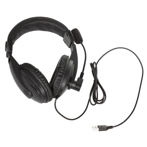 Nauszne słuchawki USB plug&play z mikrofonem Audiocore AC862, dł. kabla 1,5m do pracy zdalnej Nauszne słuchawki USB plug&play z mikrofonem Audiocore AC862, dł. kabla 1,5m do pracy zdalnej